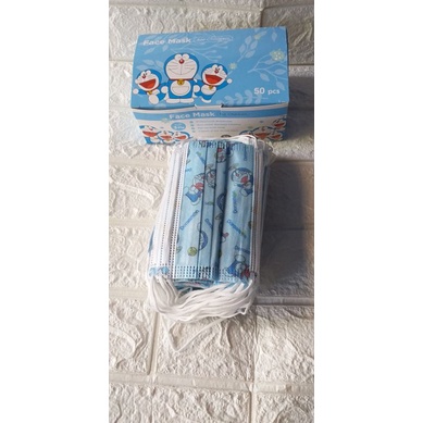 MASKER ANAK MOTIF DORAEMON ISI 50 PCS