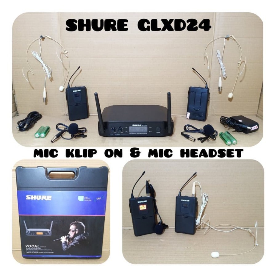 MIC WIRELESS HEADSET CLIP ON SHURE GLXD24 VOCAL UHF MICROPHONE WIRELES