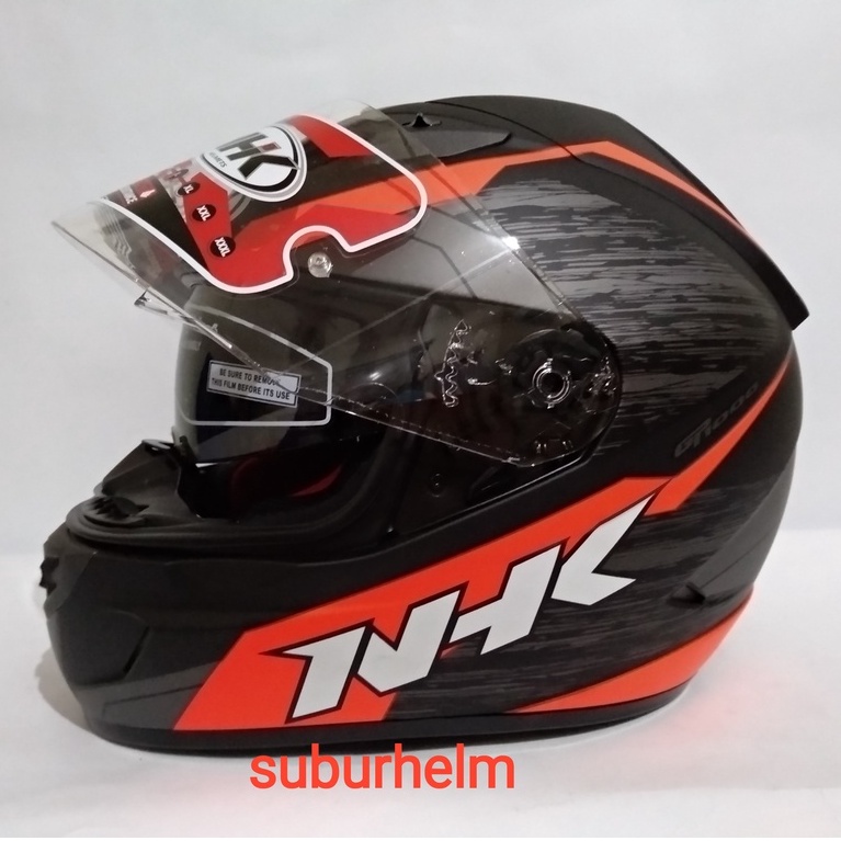 HELM  NHK  GP1000  AXION   BLACK  ORANGE  DOFF    FULL FACE  DOUBLE VISOR  FLAT VISOR