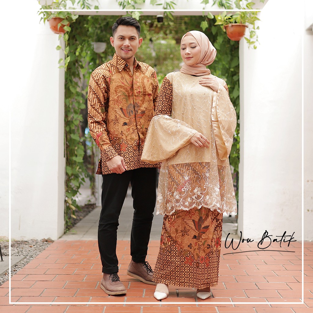 (premium Series &limited Stok) Batik Couple Silvana Wou Batik Gamis Tille Brokat Kebaya Modern-bg103