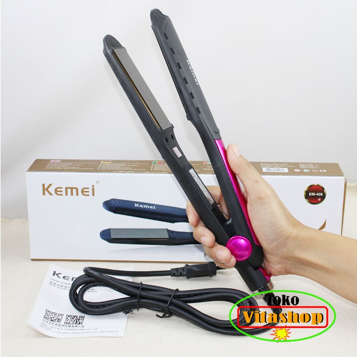 Catokan Rambut KEMEI KM-428 Profesional / Alat Catok Temperatur Suhu Pelurus Plat Lebar