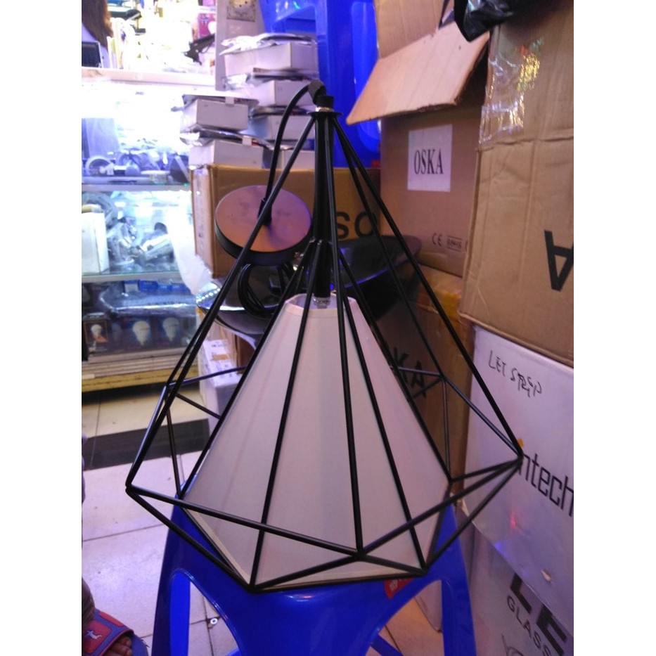 Lampu Gantung Prisma Dalam Kain Besar untuk Cafe Hias Dekorasi