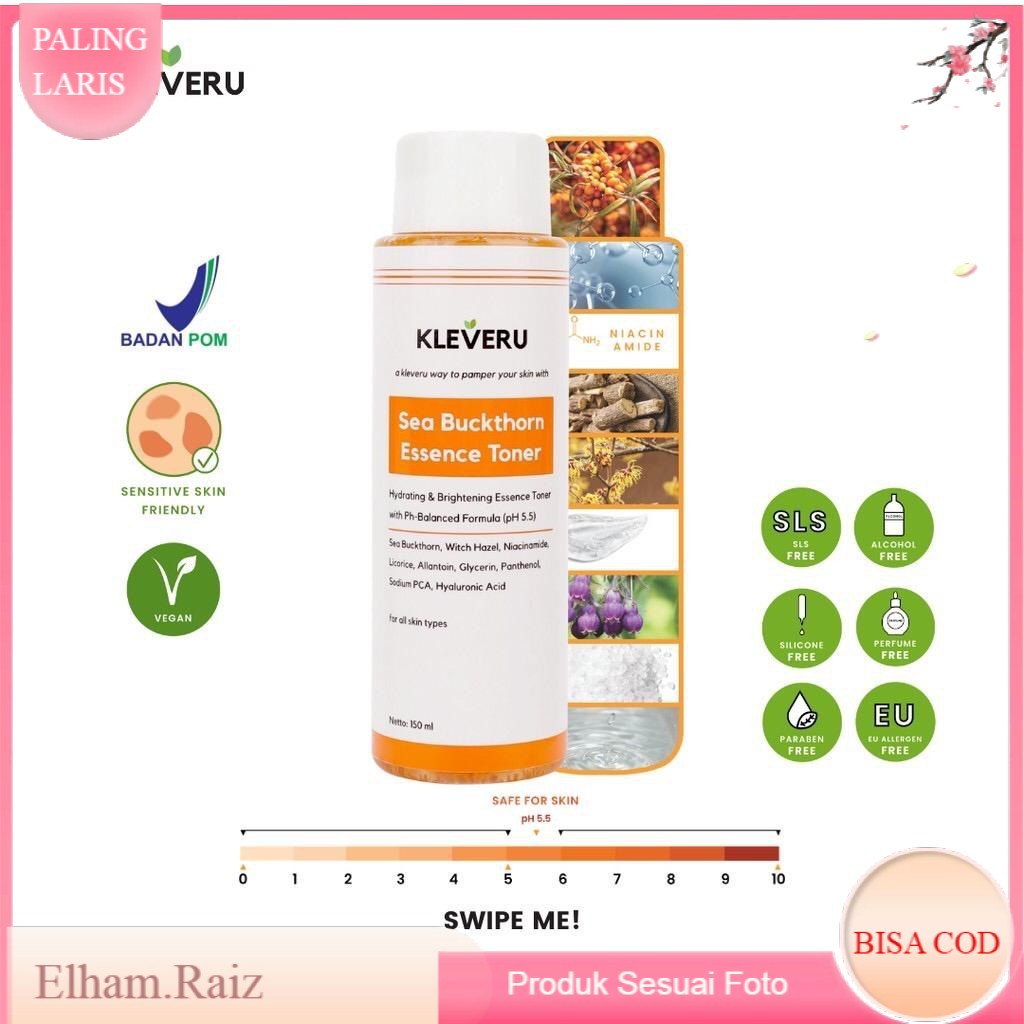 BPOM KLEVERU Sea Buckthorn Essence Toner 150ml Ori Kleveru Toner