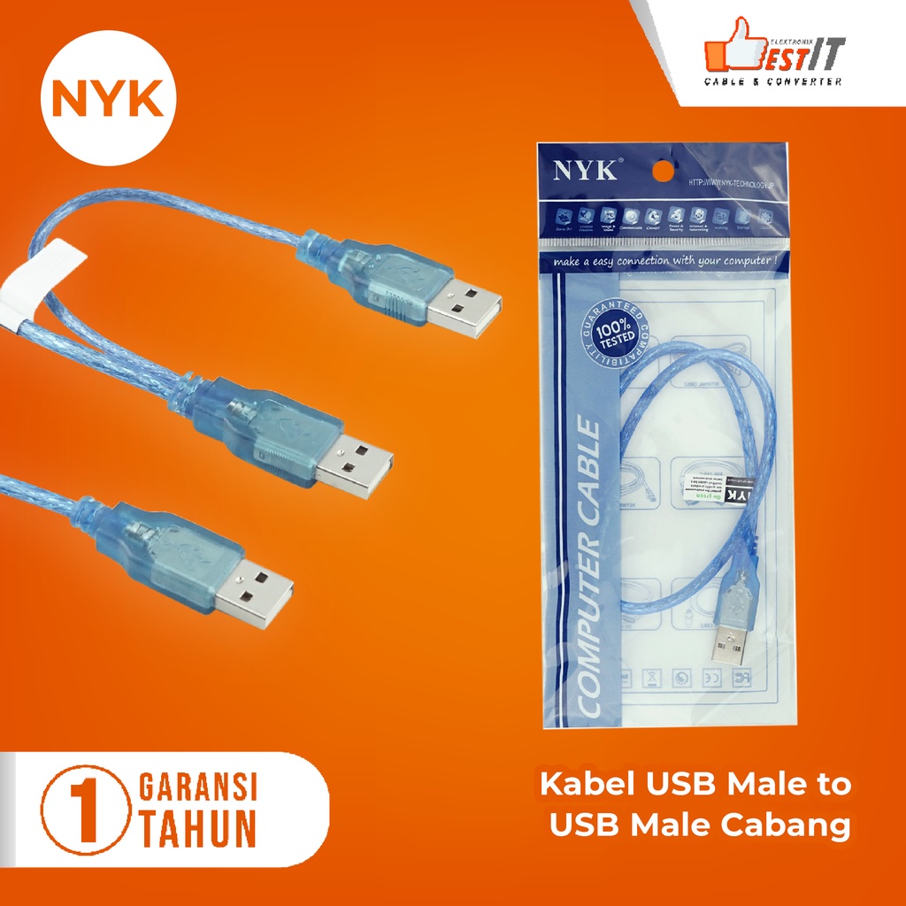 Kabel USB Splitter Cabang 1-2 NYK/ Kabel USB 2.0 Hardisk PS2 Hardisk