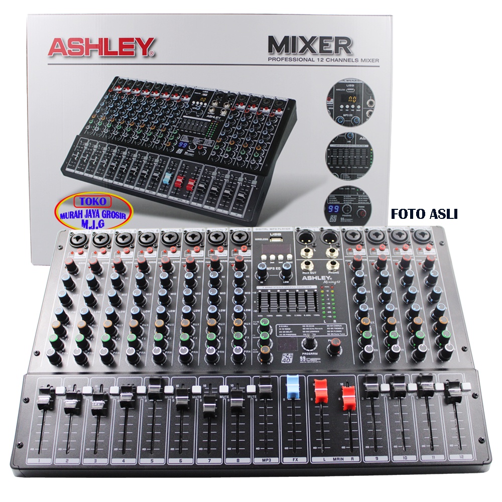Mixer Ashley 12 Chanel Mixing-12 Channel Support Sound Card USB,MP3,Bloetooth