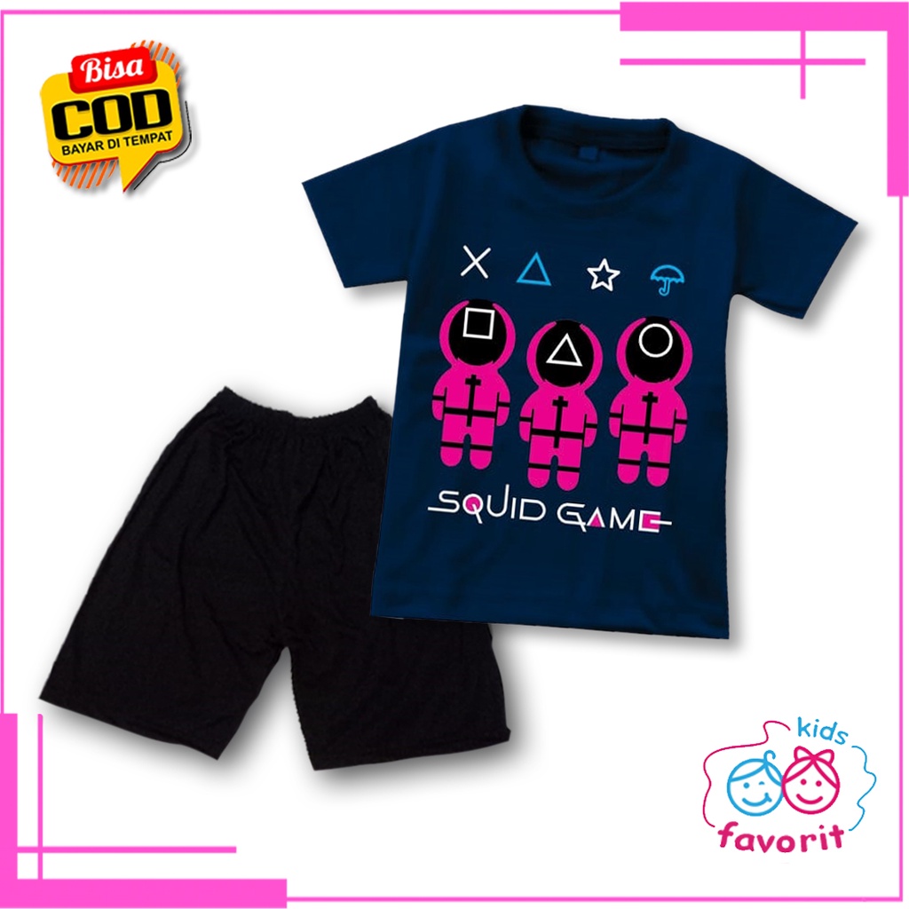 Favorit kids setelan anak perempuan gambar squid game | baju anak cewek motif cartoon usia 12 bulan - 10tahun