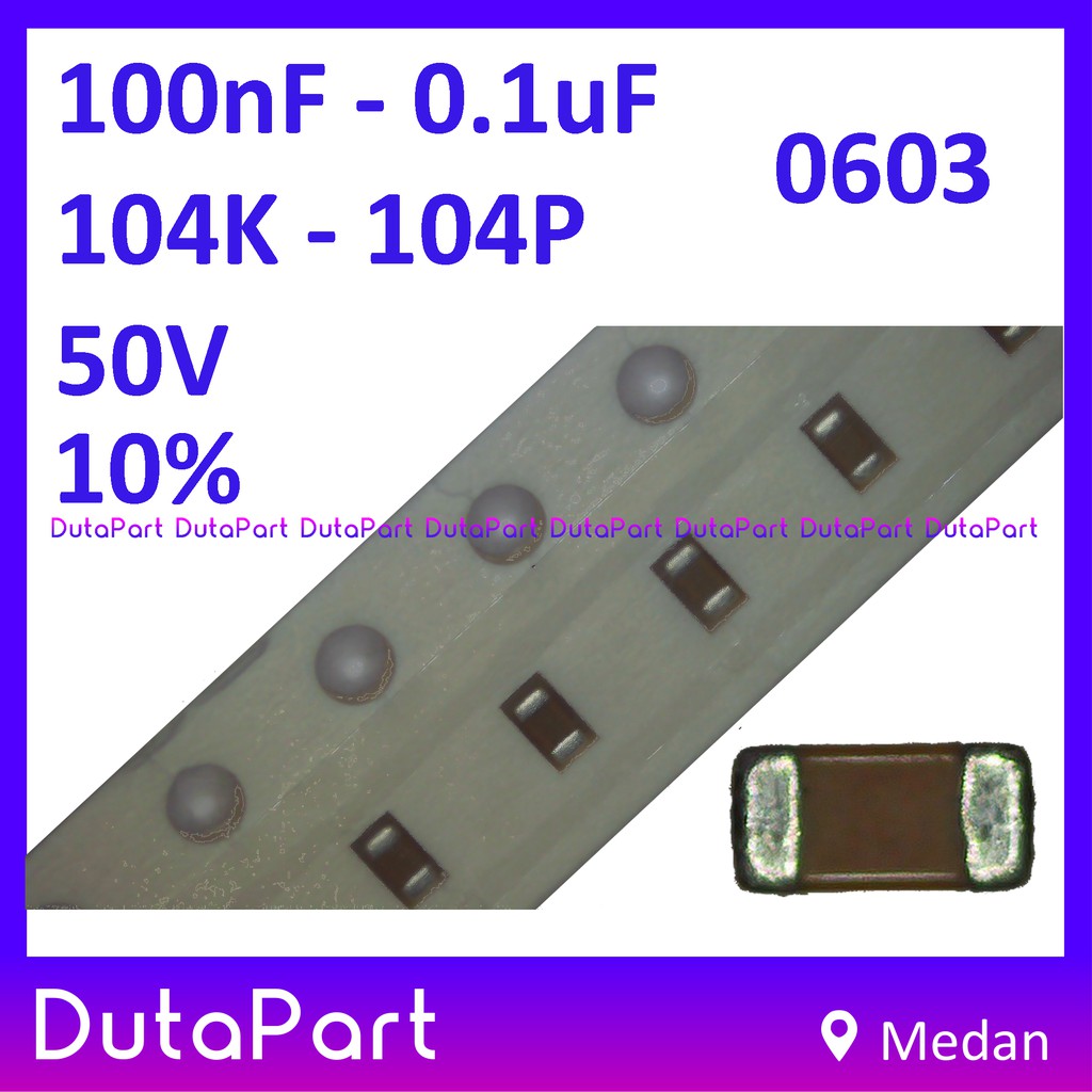 0603 100nF 0.1uF 104K 104P 50v SMD Kapasitor Capasitor Capacitor Chip