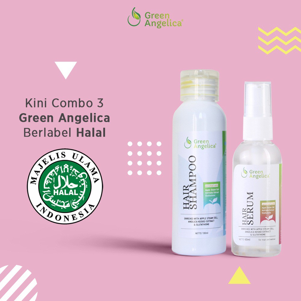 Green Angelica - Penyubur Rambut Alami Yang Bagus Perawatan rambut rontok dan kering Combo 3