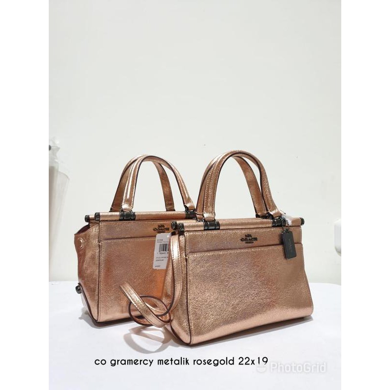 tas coach grace 20 satchel metallic rose gold 31709