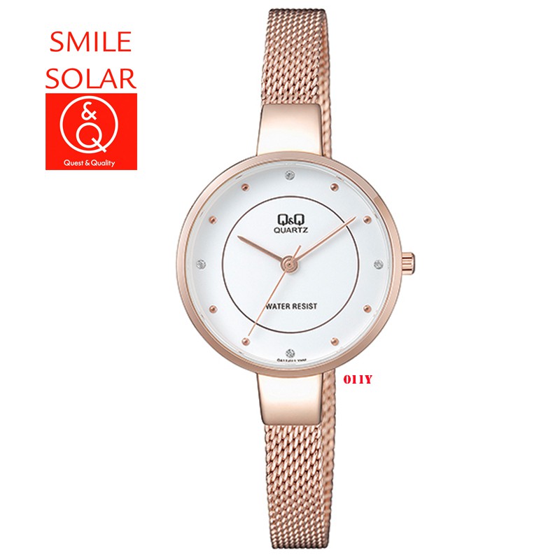 Jam Tangan Wanita Stylist Casual Business Rantai Stainless Steel Analog Original Q&amp;Q QnQ QQ QA17 Series