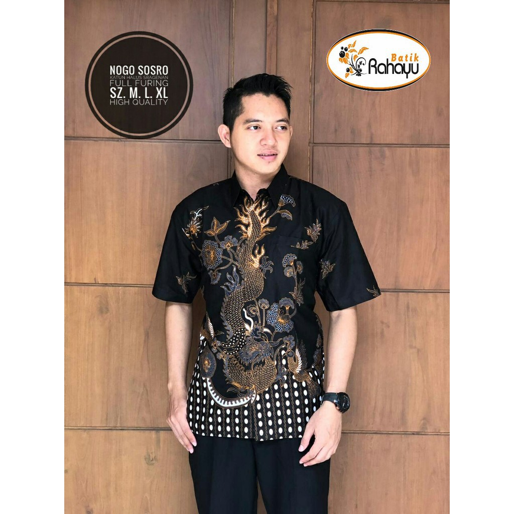 Nogo Sosro ORI RAHAYU Kemeja batik katun full furing fashion pria batik seragam batik solo