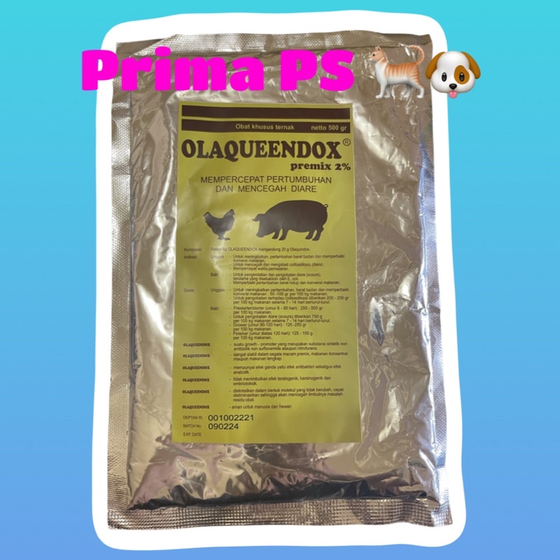 OLAQUEENDOX 500 gr PREMIX 2% UNTUK AYAM PEDAGING BROILER, BABI