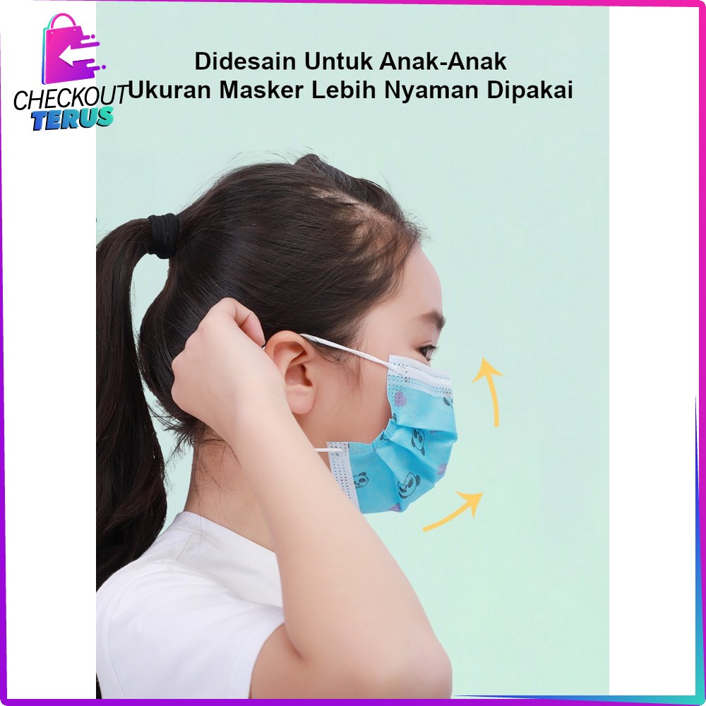 CT C262 Masker Anak 3 Ply Karakter Isi 50Pcs Masker Anak Sekali Pakai Dengan Pengait Telinga Kids Face Mask 3Ply