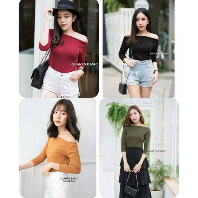 Atasan sabrina realpict/top shoulder/spandek soft/VERA