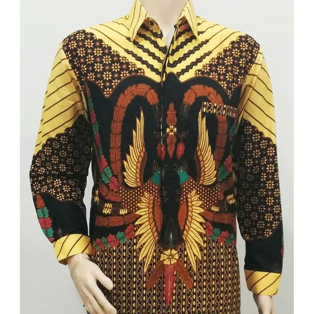 Kemeja Batik Big Size Lengan Panjang 4L-5L Atasan Baju Hem Kemeja Pria Jumbo Batik Seragam BRG-KNG