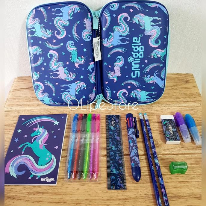 

SMIGGLE- Good Vibes Hardtop Stationery Kit Tempat Pensil Set unicorn