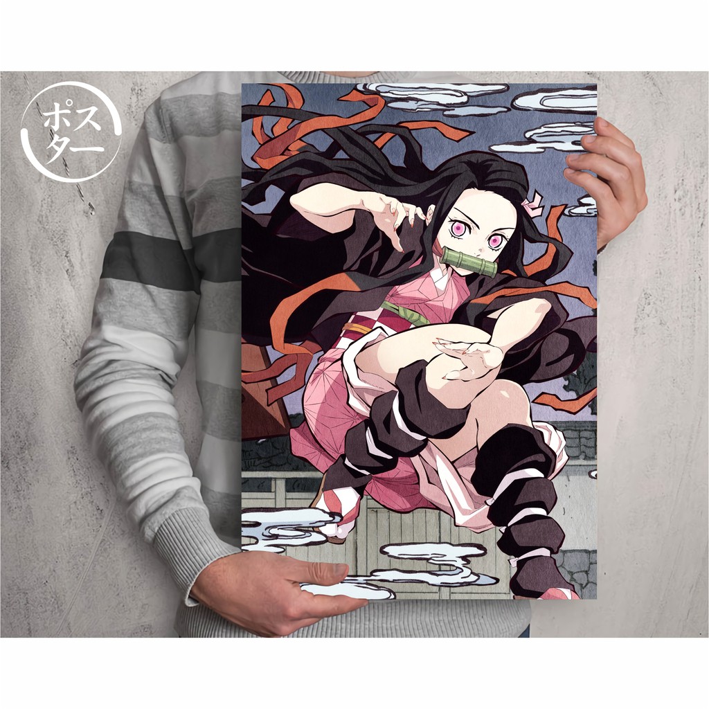 Koleksi Poster Anime Kimetsu no Yaiba - Demon Slayer B - Tanjiro Nezuko Zenitsu Inosuke - Size A3+-Nezuko A