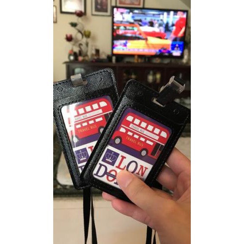 

Gantungan ID Card Kulit Sintetis/Name Tag Holder/Gantung Kartu Nama Kulit Sintetis Warna Hitam Polos