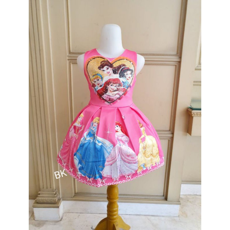 REVERSE SEQUIN PRINCESS ETNIC / DRESS SEQUIN USAP MOTIF PRINCESS JASMINE ALLADIN RAPUNZEL AURORA