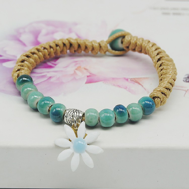 Gelang Etnik GK-61 Batu Keramik White Flower