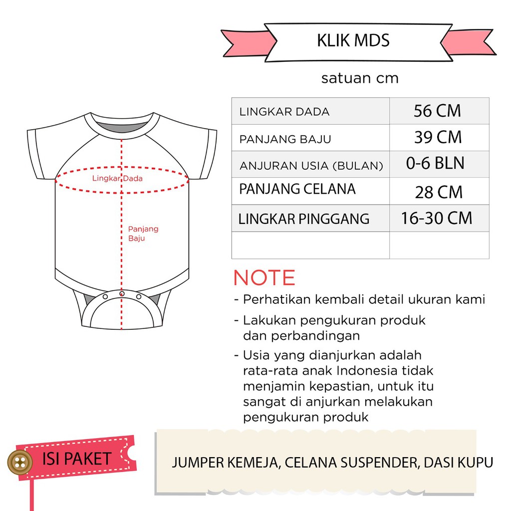 Klik Mds Jumper Anak Bayi Laki-laki Kemeja KD 402 Free Dasi Kupu 1 Ukuran Usia 0-6 Bulan