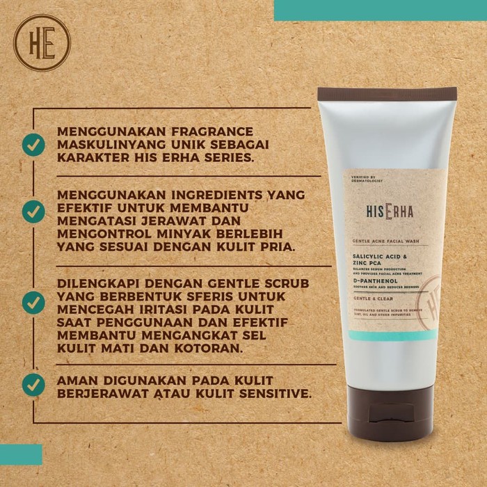 HIS ERHA Gentle Acne Facial Wash - Sabun Jerawat Pria