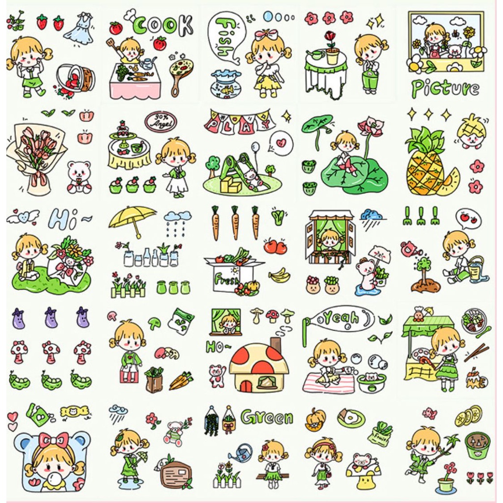 (BISA COD) Stiker Aesthetic Deco Cute Gift Tema Korea Sticker Tumblr Anti Air Scrapbook DIY/Stiker Anak Anak/Stiker Murah/Stiker Lucu