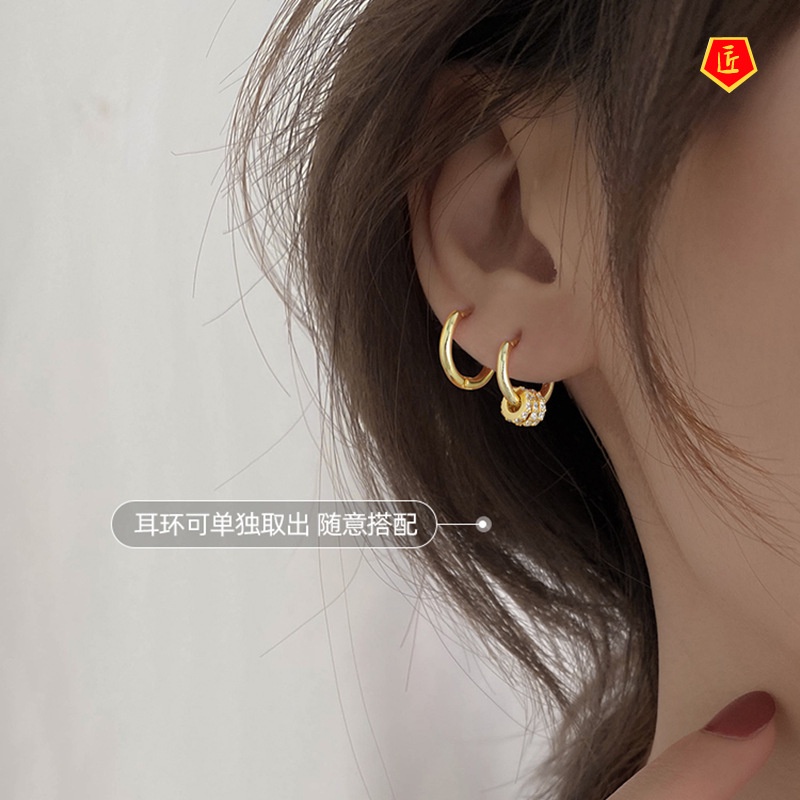 [Ready Stock]Diamond Small Circle Ear Clip Ear Studs 2021 New Fashion