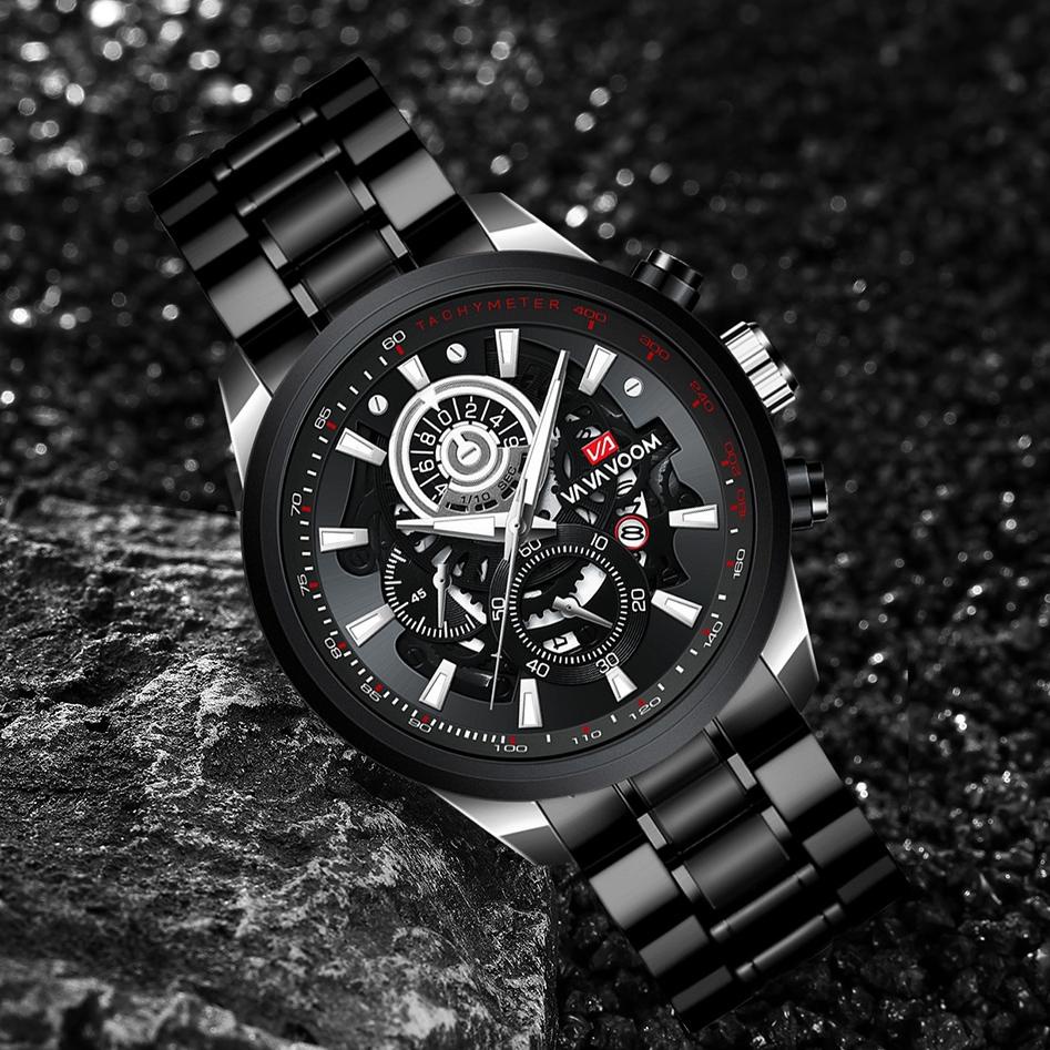 VaVa Voom 2311G Jam Tangan Pria Luxury Stainless Steel Quartz Original Tahan Air Watch + Kotak Grati