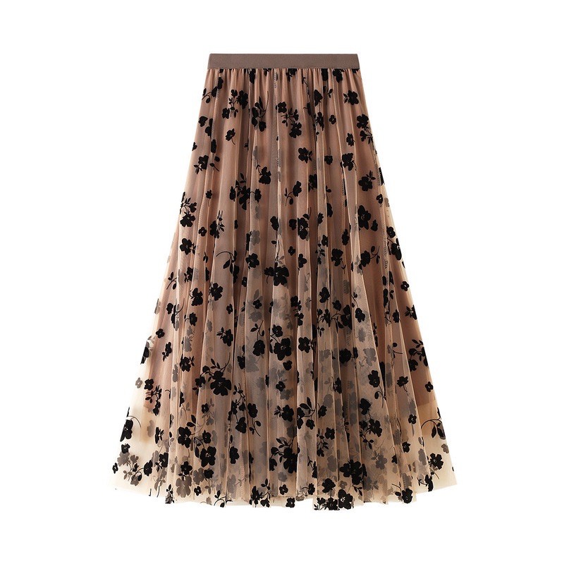 Black Flower Velvet Tutu Skirt Import Premium ( Rok Tutu Bunga Hitam Beluduru ) [Bisa COD]