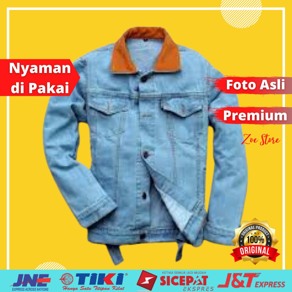 (COD) Jaket Jeans Pria Jins Cowok Jin Laki - Laki2 Dylan Aril Wash Ori Dilan Big Size Besar Jumbo