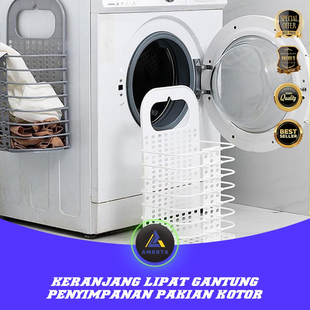 Keranjang Lipat Pakaian Kotor  Gantung Penyimpanan Foldable Laundry Organizer