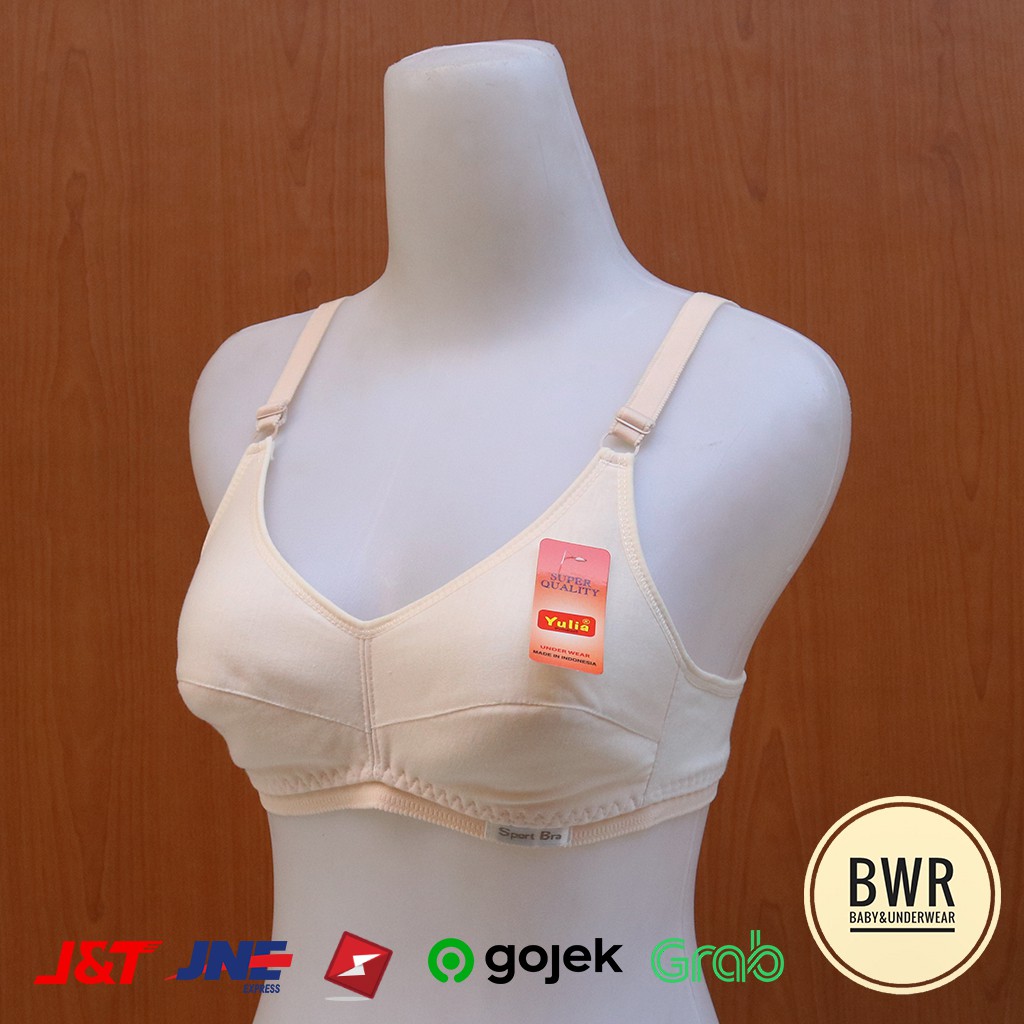 [ Harga 1pc &amp; 3pc ] Bra YULIA Cream | Bra Wanita Dewasa Sport Polos Kait 2 - VIII B6 Bwr