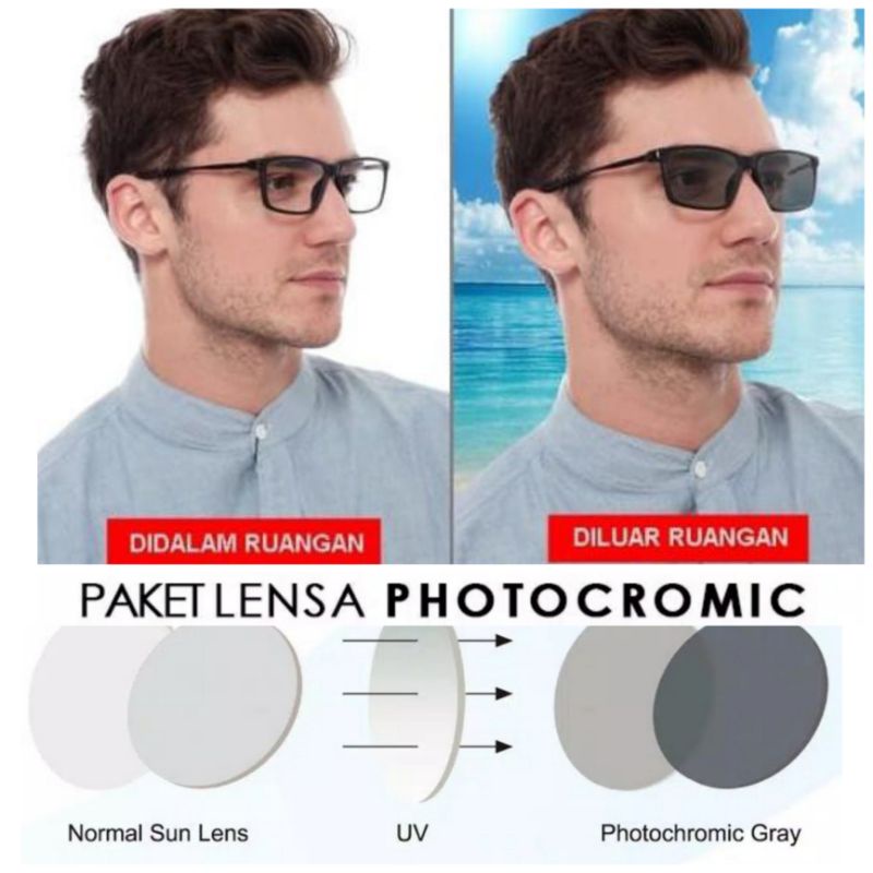 PAKET LENSA PHOTOCROMIC | Frame Kacamata Sporty 083 / 5837 | Kacamata Cowok / Kaca Mata Pria