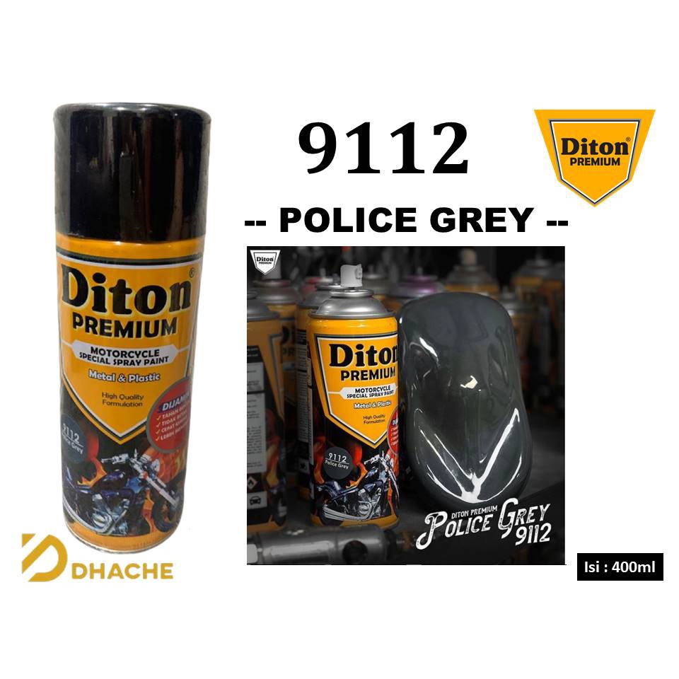 Cat Pilox Diton Premium 9112 Police Grey 400cc Abu Gelap Gray Solid Pylox Pilok Sepeda Motor Mobil