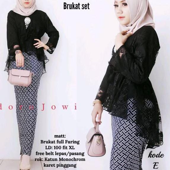 Best Seller.. [BANTING HARGA] kebaya monela  brokat Set Batik Solo Fashion Wanita Gamis Batik Modern