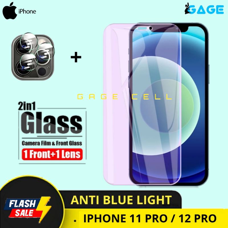 2in1 TEMPERED GLASS ANTI BLUE LIGHT IPHONE 11 12 PRO TG ANTI GORES RADIASI APPLE 11PRO 12PRO SCREEN