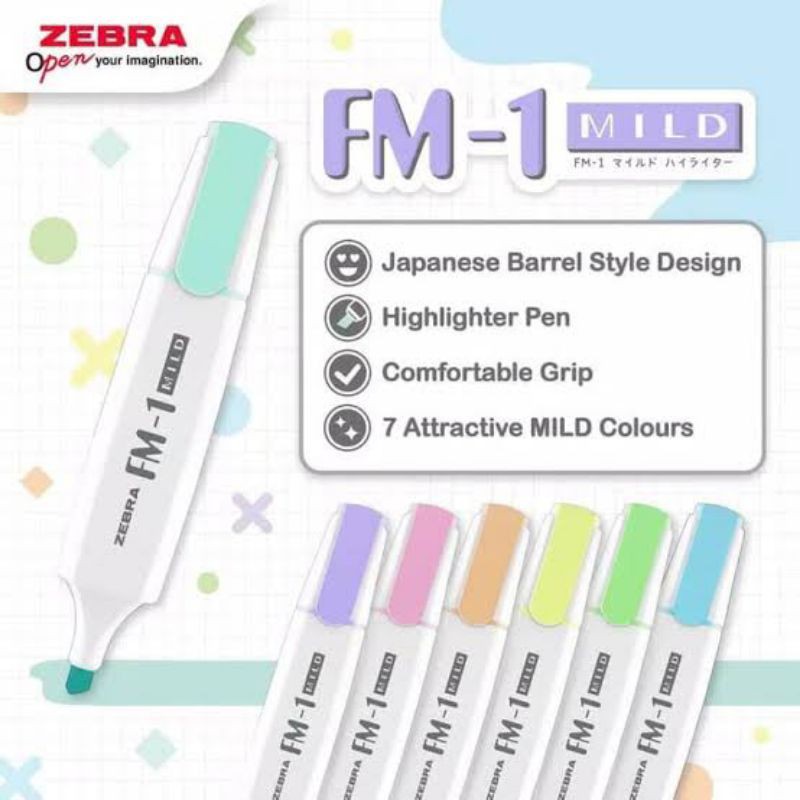 

Zebra Highlighter FM-1 Mild Series Stabilo Pastel