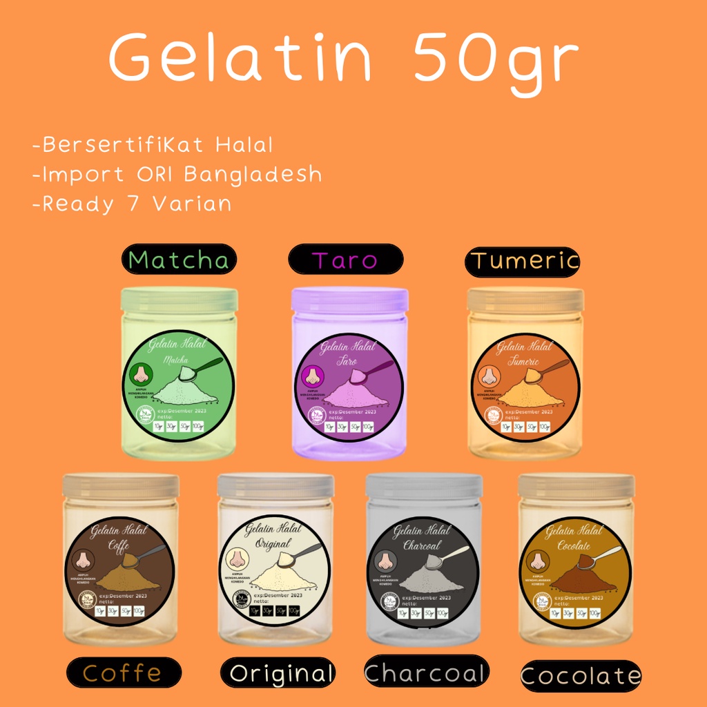 (free mangkuk)Masker gelatin 50 gram. Varian packing botol