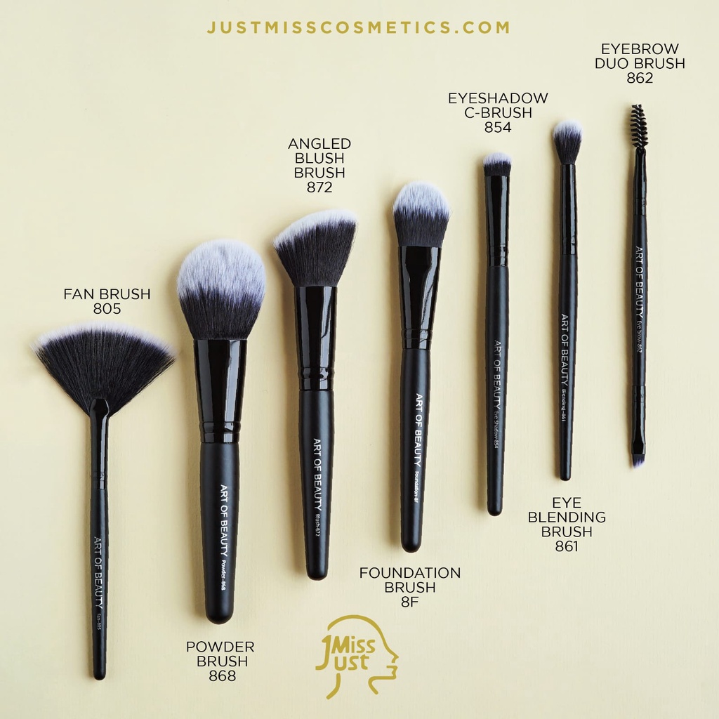 JUST MISS BRUSH KUAS MAKE UP [ 872 / 868 / 865 / 864 / 863 / 8F / 805 / 862 / 861 / 854 / SET ] ANGLE BLUSH POWDER FLAWLESS FOUNDATION CONCEALER FAN EYEBROW DUO EYESHADOW EYE BLENDING BRUSH