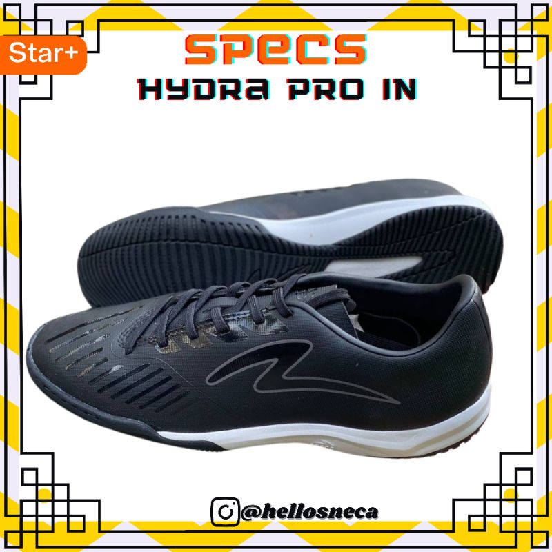 SEPATU FUTSAL SPECS SWERVO HYDRA PRO IN TRIPLE BLACK WHITE ORIGINAL