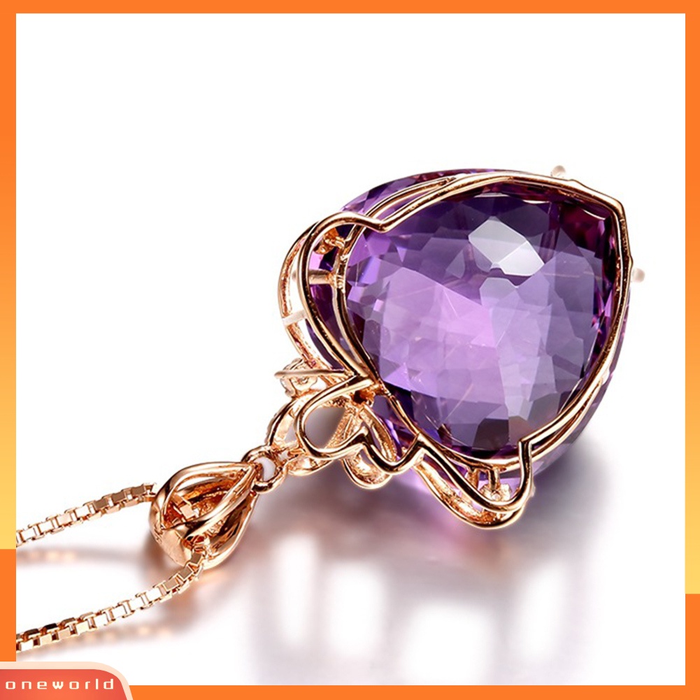 |Oneor| Wanita Bentuk Hati Faux Amethyst Pendant Rantai Kalung Hadiah Perhiasan Pernikahan