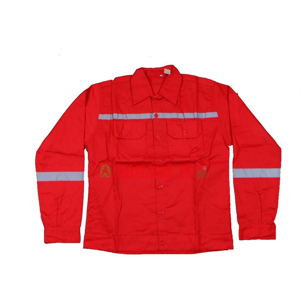 Baju Wearpack PANJANG MERAH Scotlet Abu Baju Kerja Safety