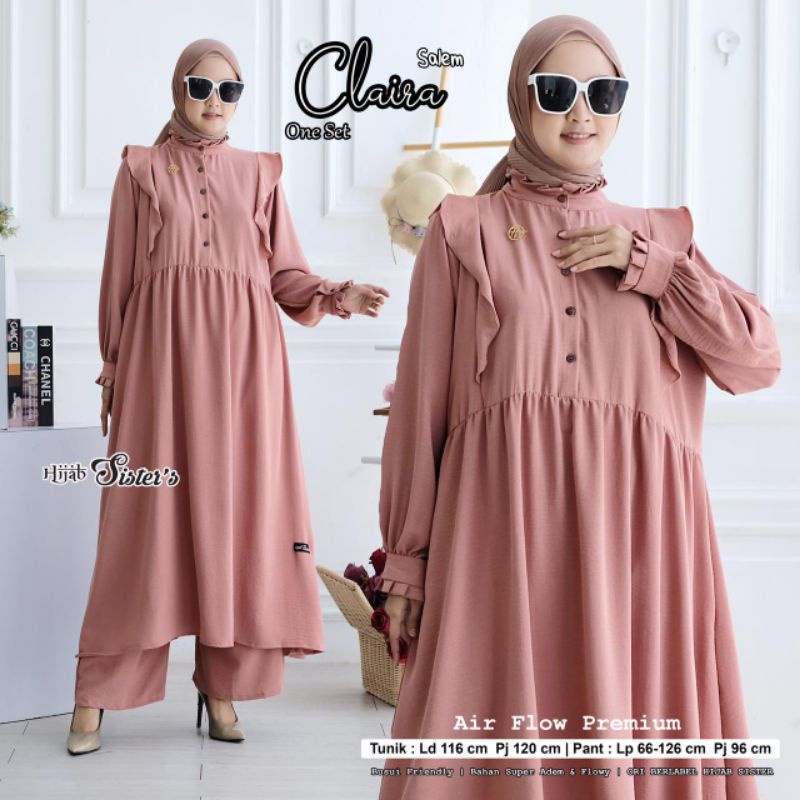 SET TUNIK + KULOT AIRFLOW IMPORT POLOS SUPER NYAMAN FLOWY CLAIRA BY HIJAB SISTER