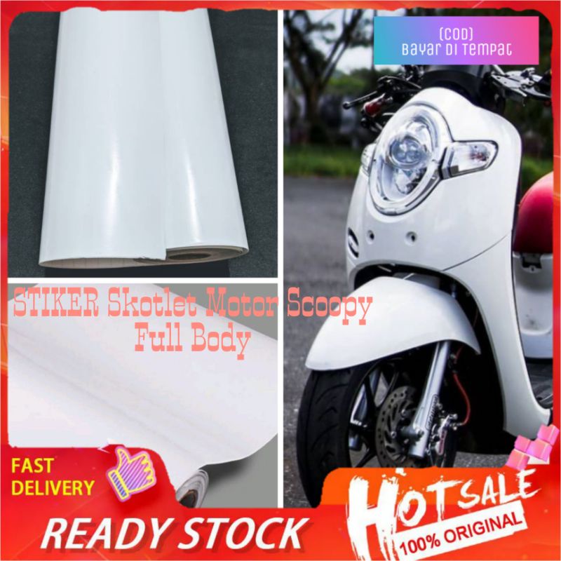 Stiker Skotlet Motor Scoopy Full Body Warna Putih Glossy