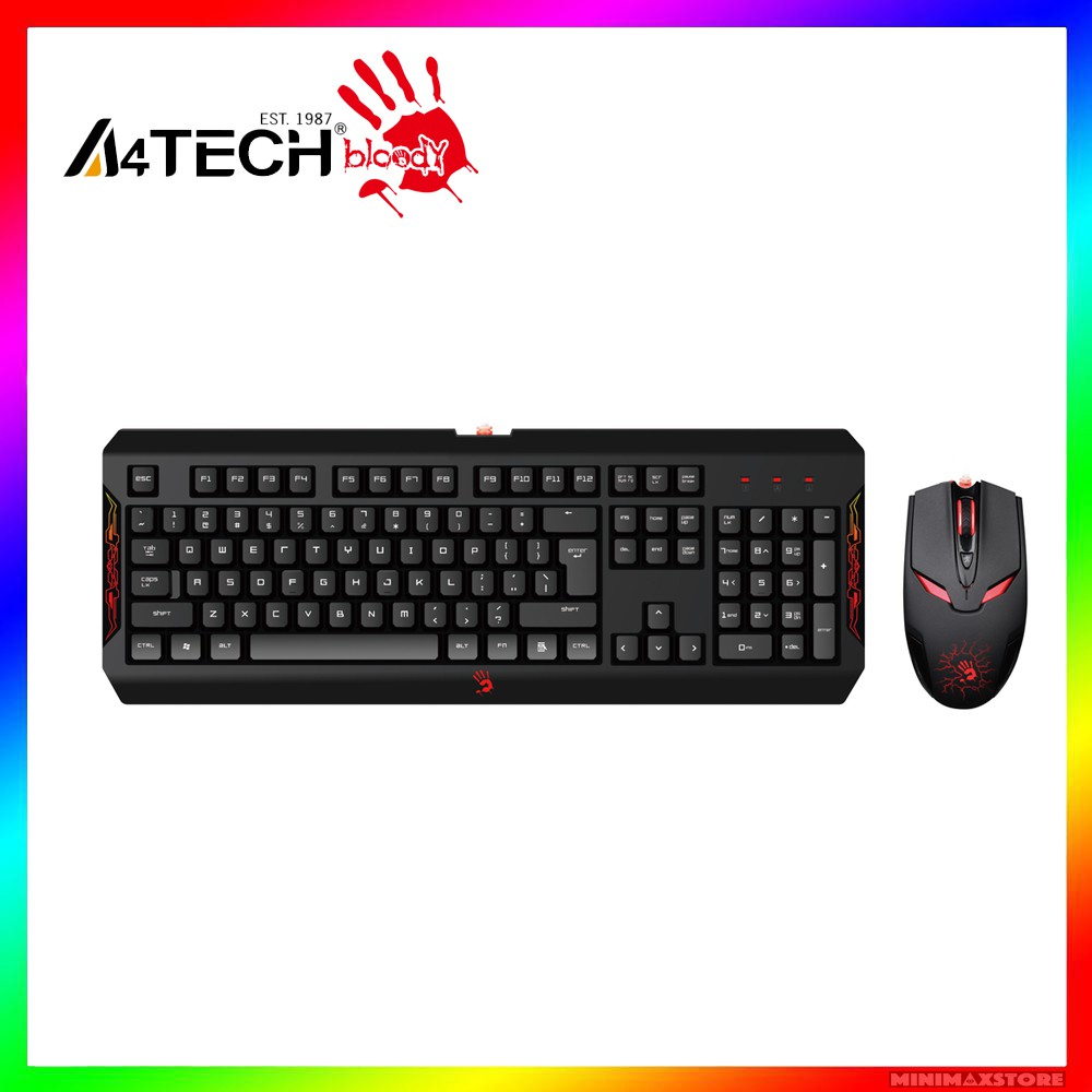 A4Tech Bloody Q1100 Blazing Gaming Keyboard Mouse Paket Combo