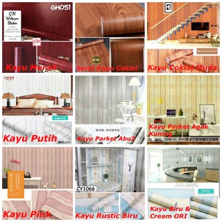 Wallpaper Kayu Dinding Motif TEMA KAYU 45 CM x 10 M Motif Kayu Coklat