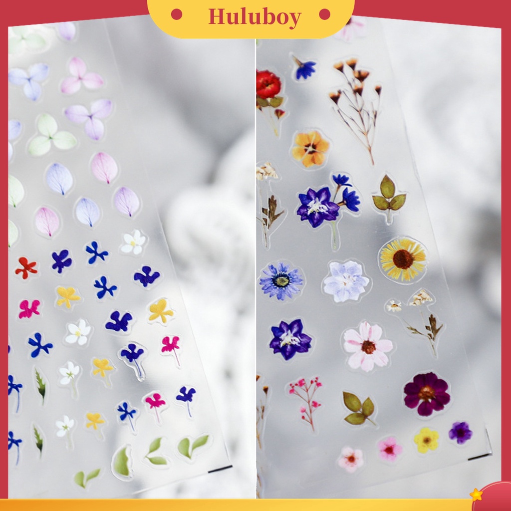 Huluboy Huluboy♡ Stiker Kuku 3D Motif Bunga Warna-Warni Untuk Manicure