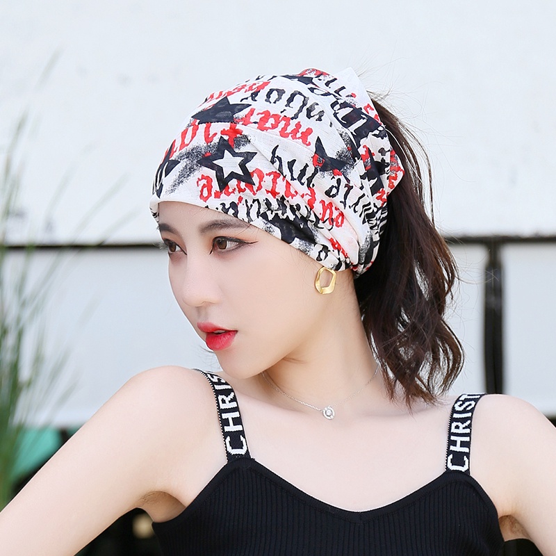 Outdoor Sunscreen Print Bandana / Multi fungsi Korea Silk Scarf Satin Syal / Bandana Korea Fashion/ Twilly Bag / Ikat Rambut Korea Scarf Leher