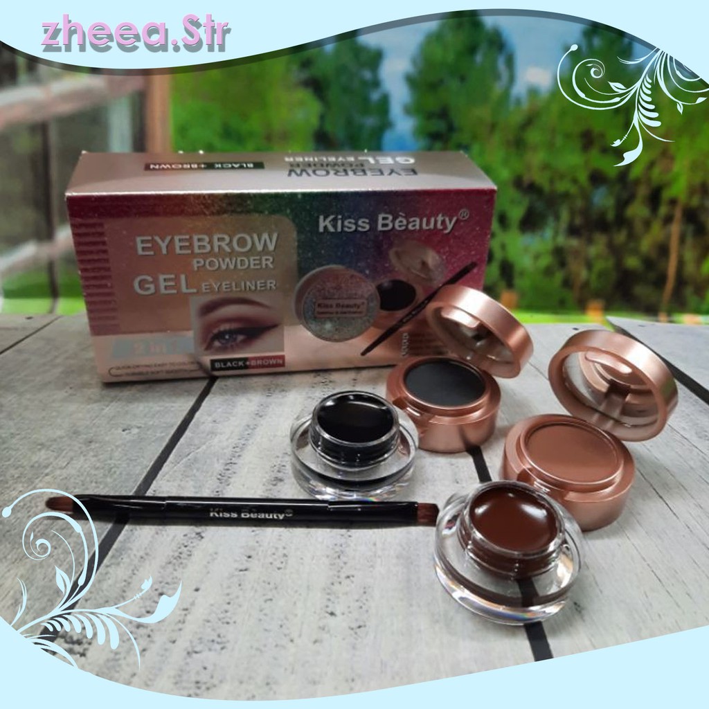 Eyeliner Liquid Kiss Beauty 4in1 Plus Kuas Eyebrow Gel Focallure Murah